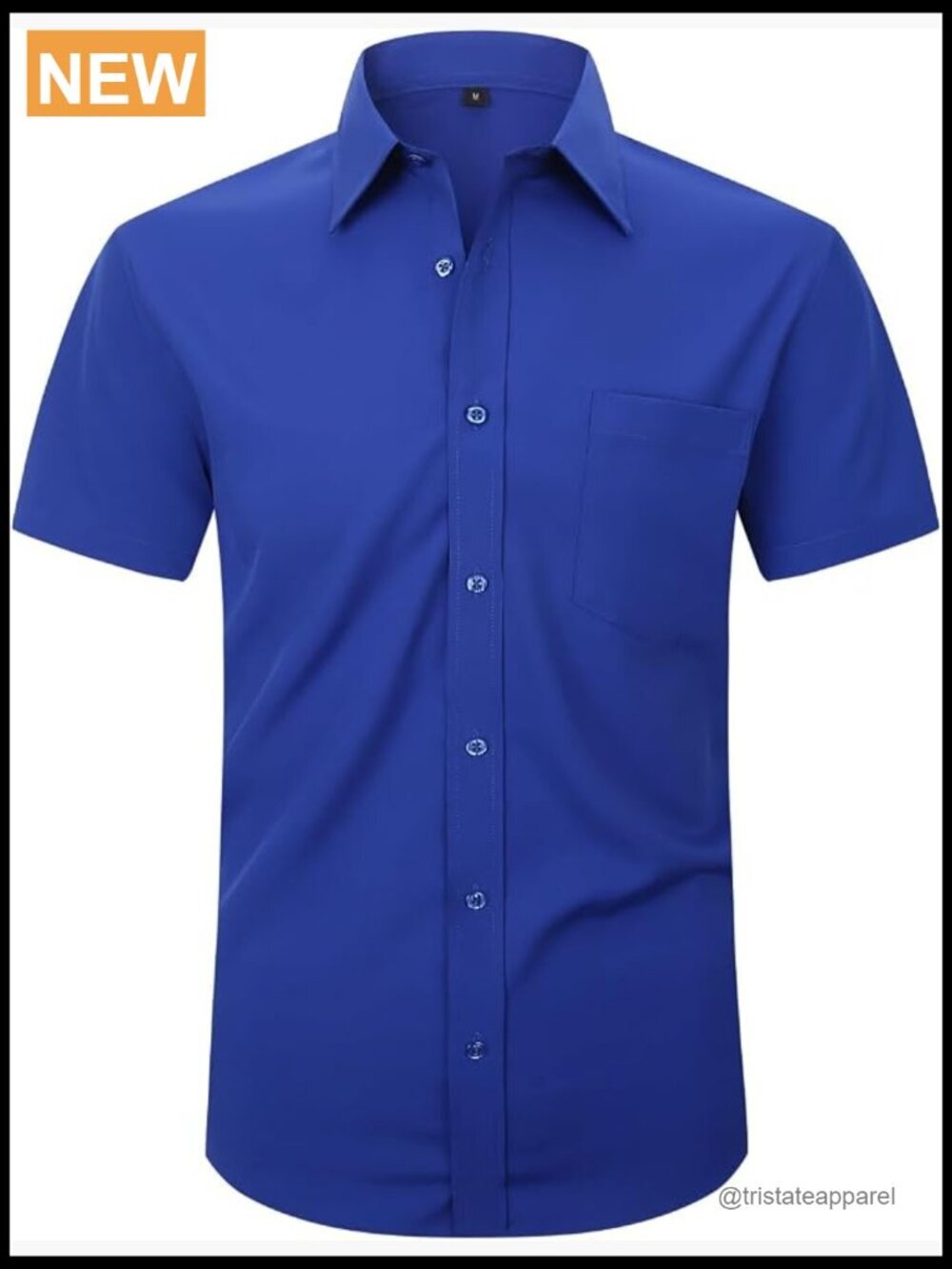 Men Short Sleeve Stretch Dress Shirt Button Down with Pocket Regular Fit